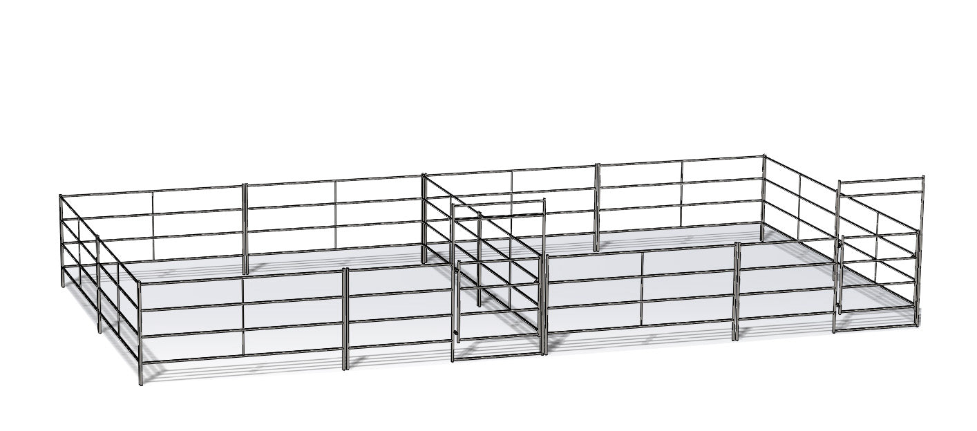 Two 20 Ft X 20 Ft Side by Side Stall Kit (5 Rail)