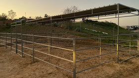 Two 20x20 Stalls Side by Side with Two 10x20 Covers 5-Rail - 0