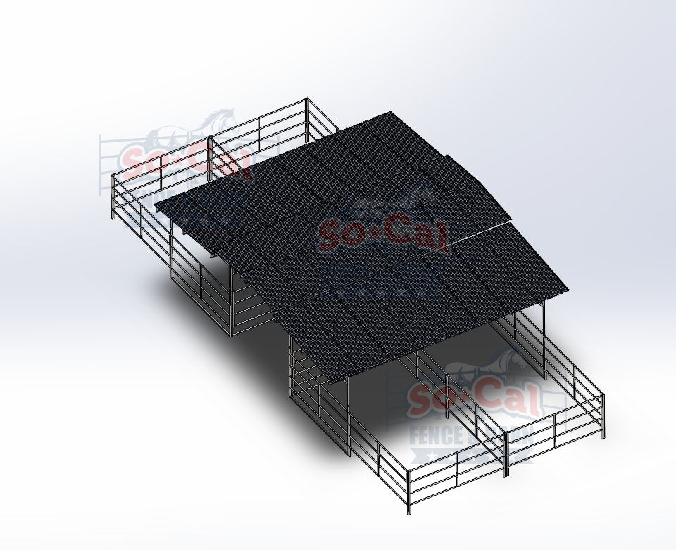 Mare Motel with (4) 12x24 Stalls and 10ft Breezeway 4-Rail