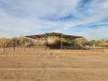 Mare Motel with (4) 12x24 Stalls and 10ft Breezeway 4-Rail