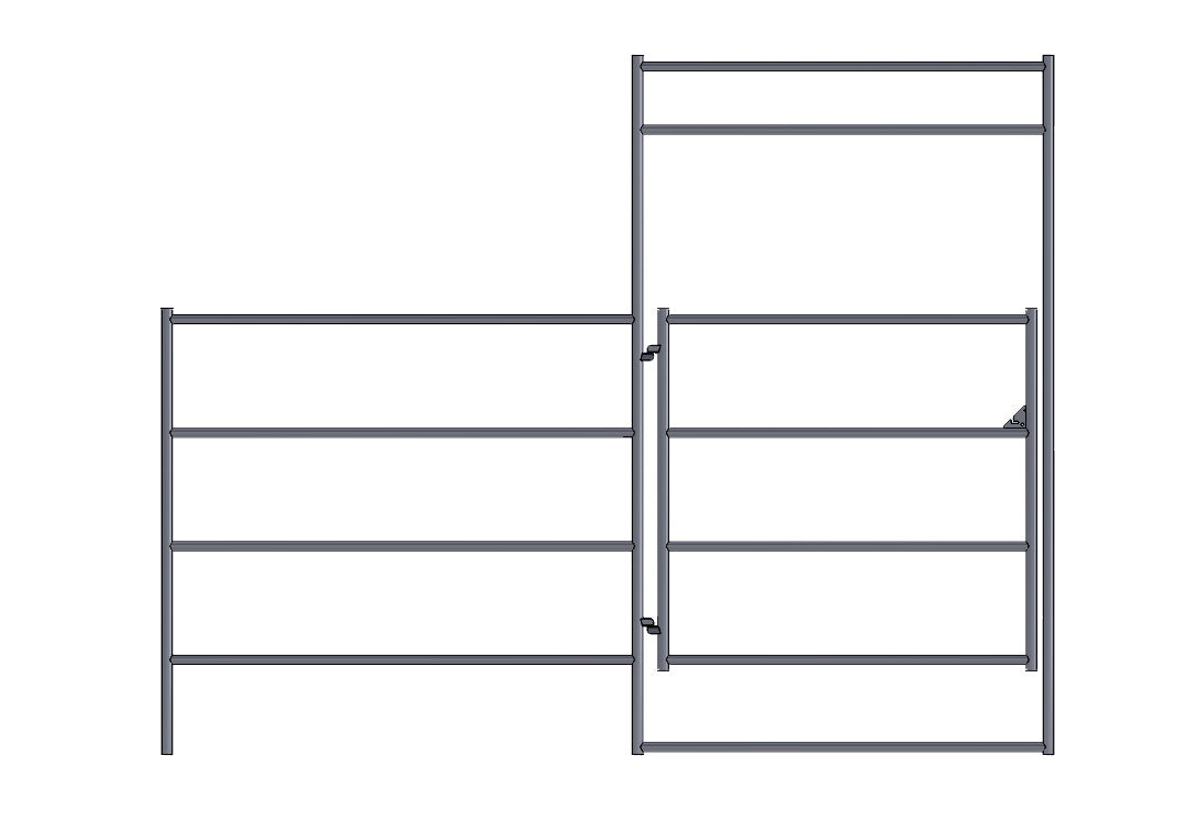 12x24 Stall with 12x12 Shelter (4 Rail) - 0