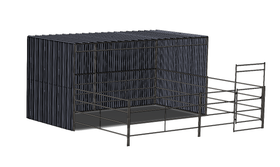 Enclosed 24x24 Stall with 12x24 Shelter (4 Rail)